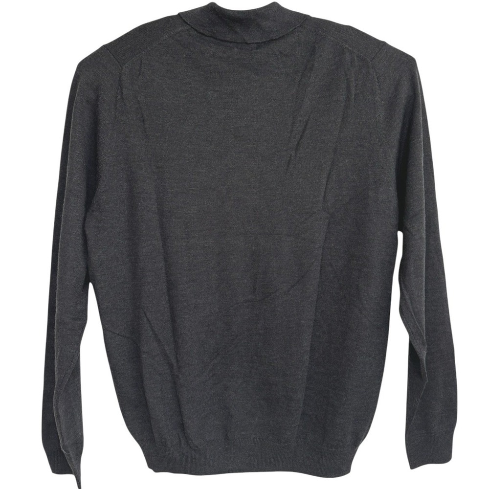 Brooks Brothers 346 Polo Sweater Men Charcoal Extra Fine Merino Wool Old Money L
